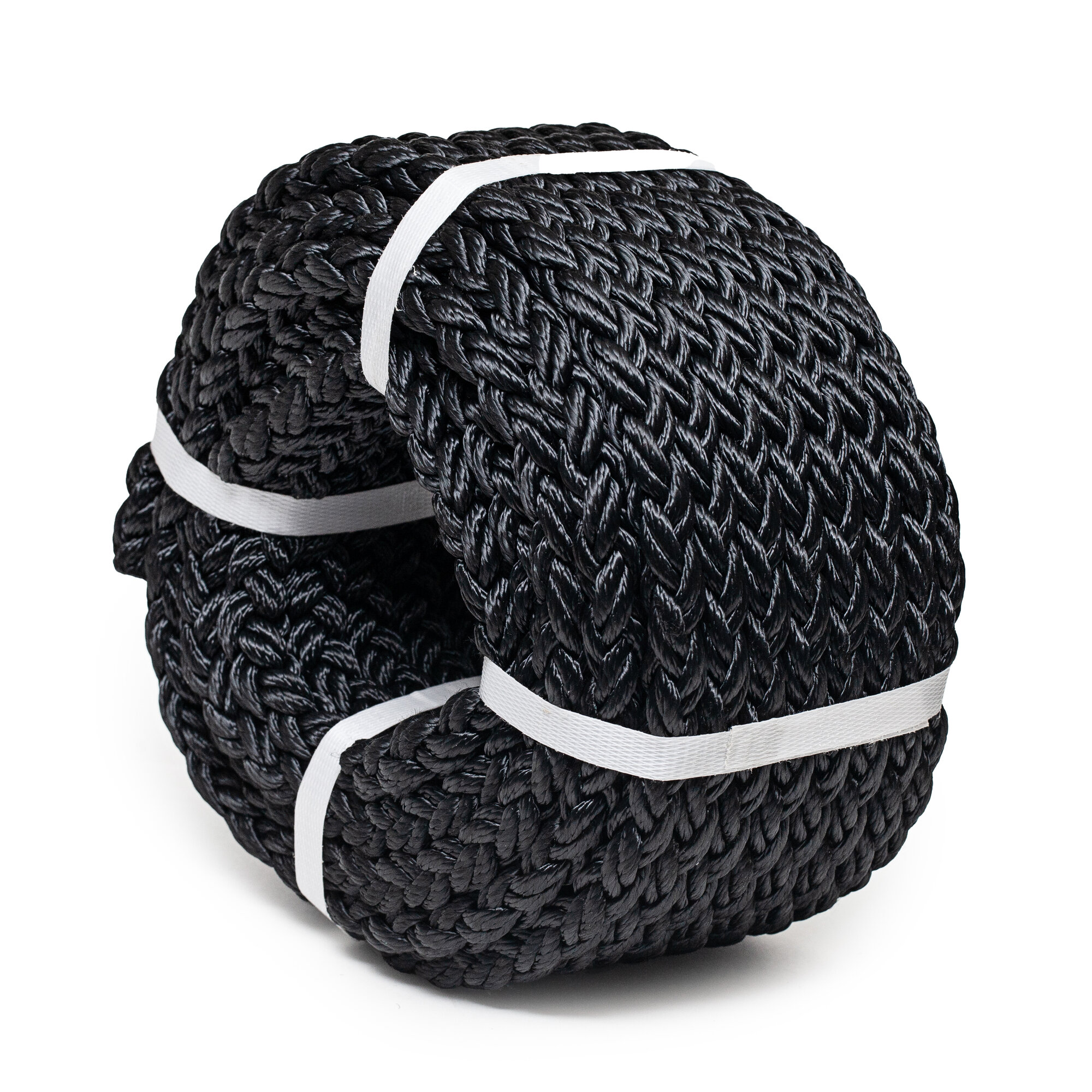 Канат плетеный швартовый 8-и прядный Dock Line K8, 18 мм/4000 кг, 25 м, черный