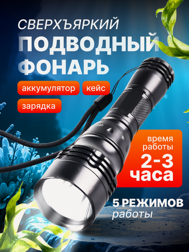 Изображение товара Фонарь для подводного плавания (дайвинга) с холодным белым свечением