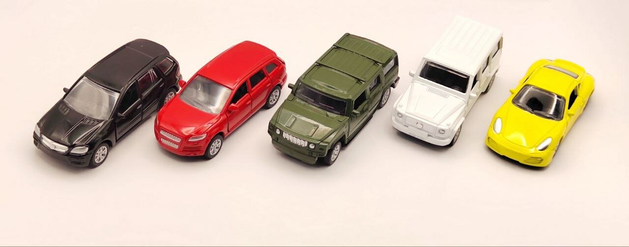 Набор машинок "Die Cast", инерционный механизм, открывающиеся дверцы, 1:64, 5 шт. — фото 1
