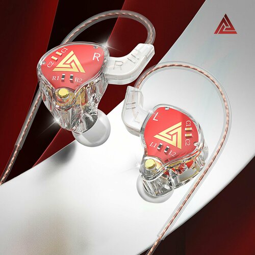 Внутриканальные наушники QKZ AKX проводные Hi-Fi наушники с гарнитурой 35 мм mini jack красный 82300₽