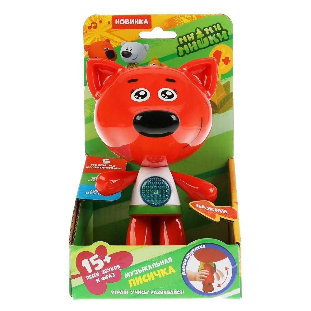 Музыкальная игрушка, Лисичка, 5 песен, сказка, лапки трещотки, свет, 1+