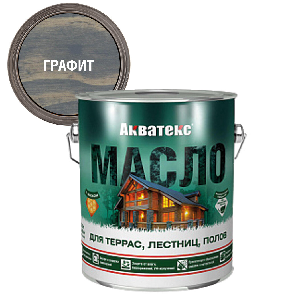 Масло акватекс для террас алкидное, матовое, 2,5л графит