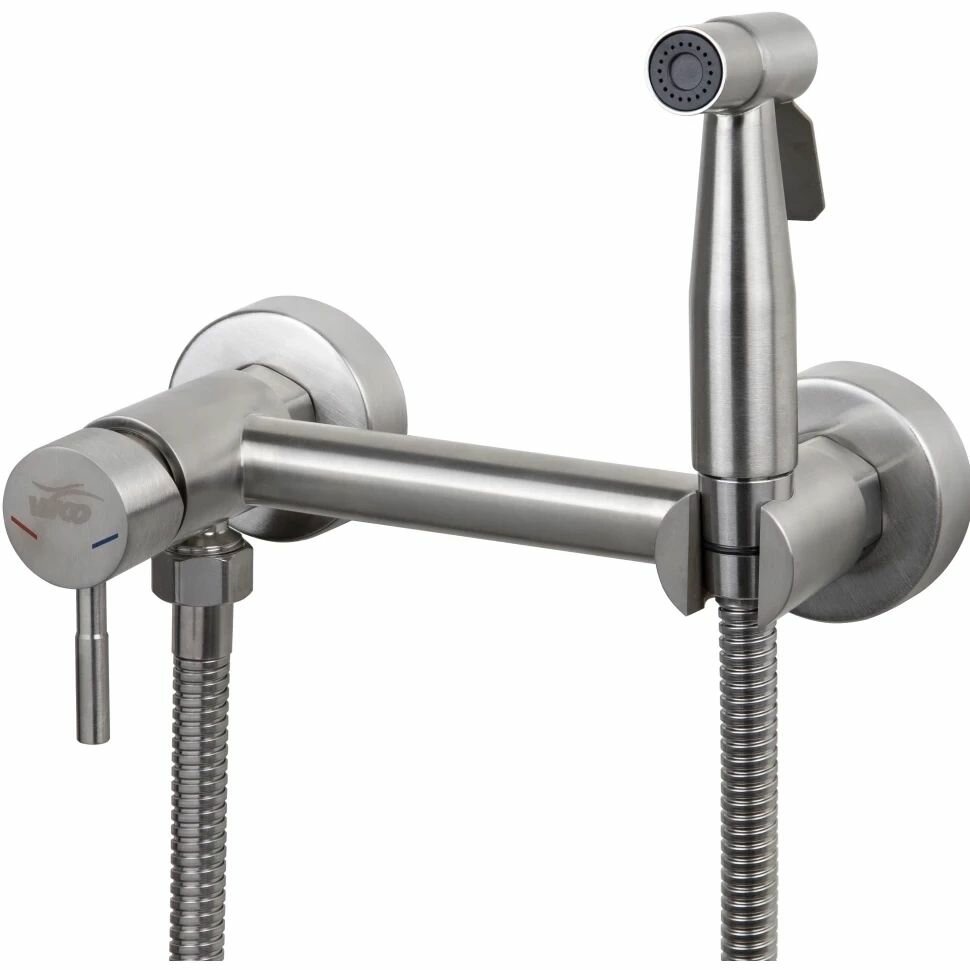 Смеситель VIKO V-4958 настенный под биде d25 с гигиеническим душем (латунь) Silver