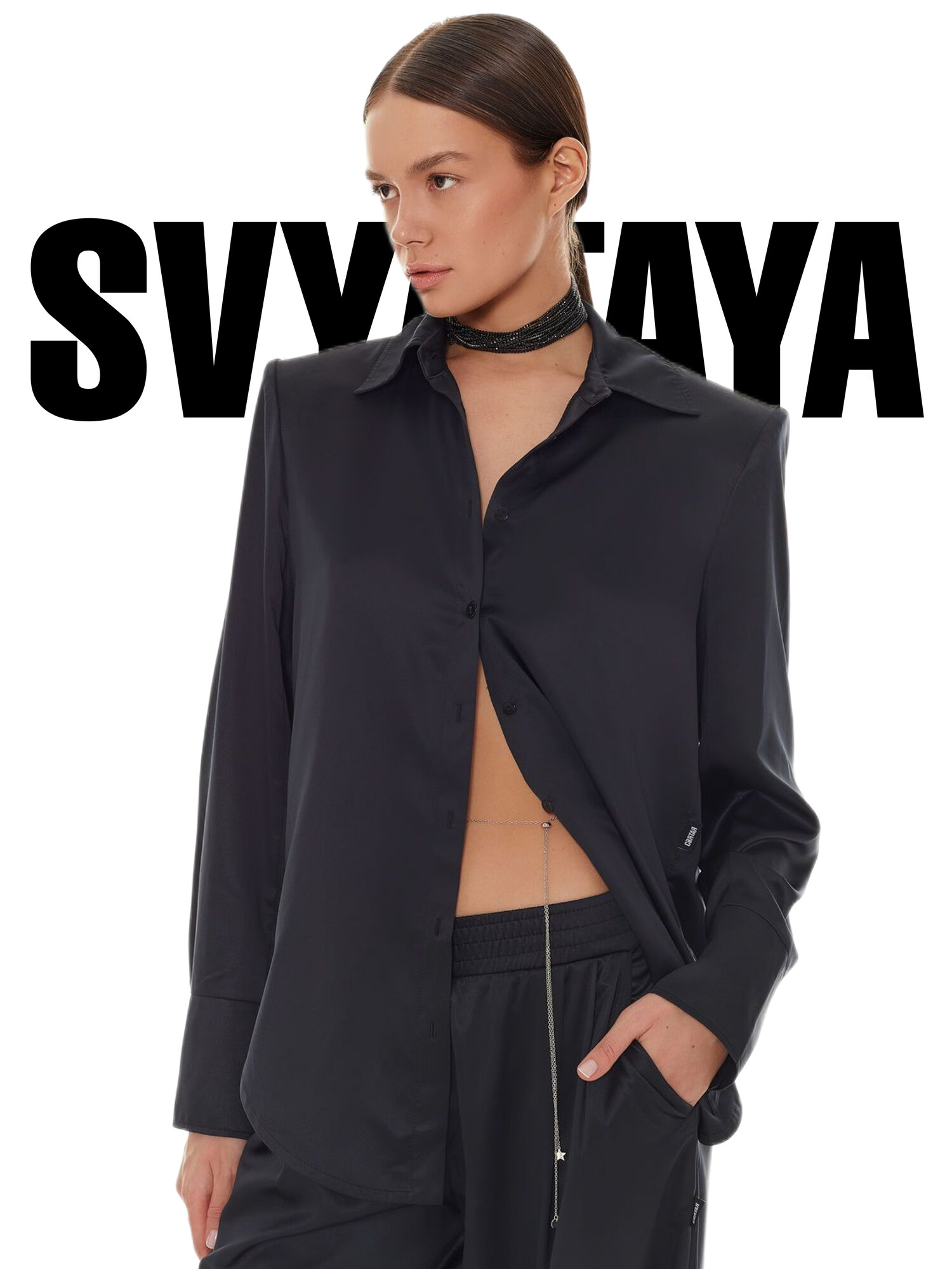 Рубашка СВЯТАЯ, размер M, черный бархат