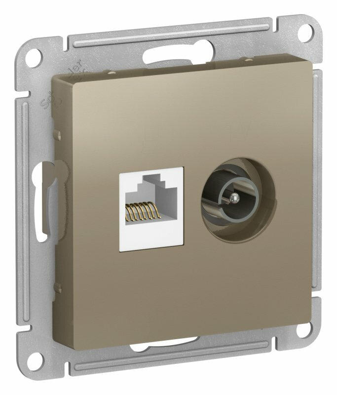 AtlasDesign Шампань Розетка двойная комп+ТВ, RJ45+TV, кат.5E, механизм, Systeme Electric, ATN000589