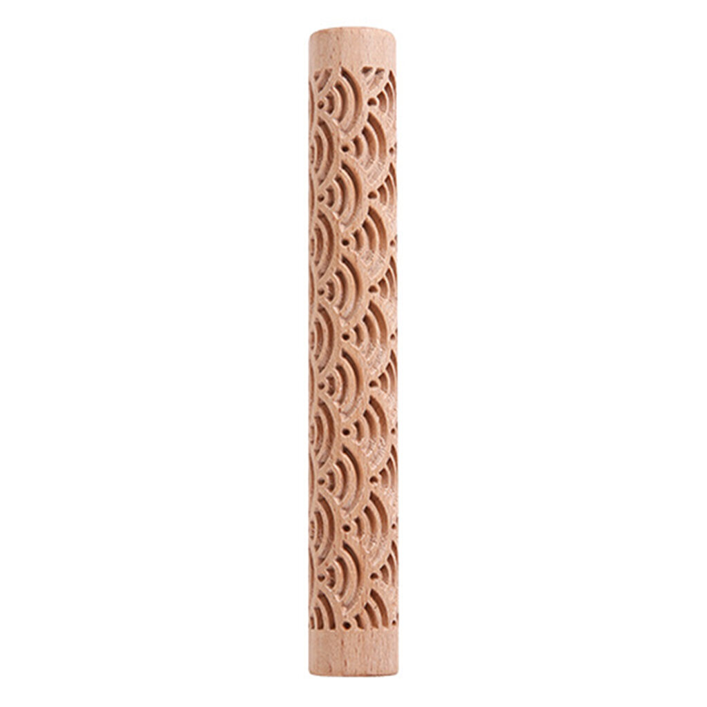 Embossing Rolling Pin Christmas Theme Pattern Engraved Wooden 3D Roller for Embossed Pastry Fondant Cake Dough Kitchen