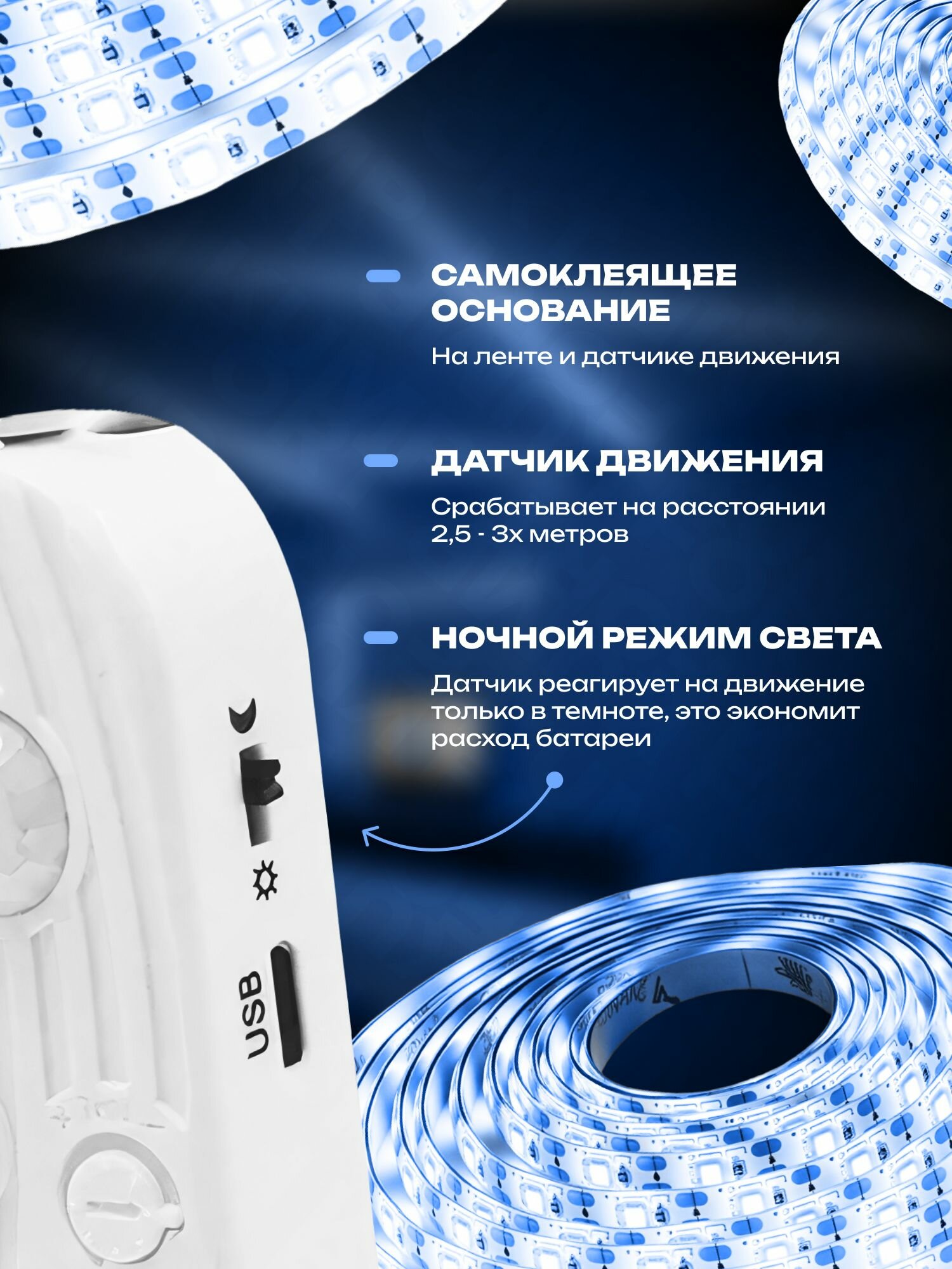 Светодиодные Ленты Xiaomi Светодиодная лента на батарейках 5 метров