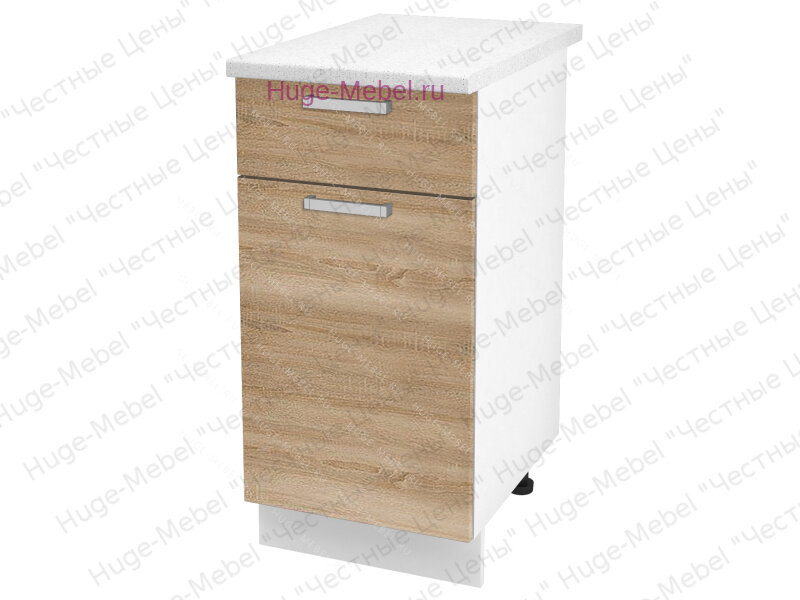 Нижний кухонный шкаф с ящиком 400 Бетон (дуб сонома) Huge Mebel Кухонные шкафы. Ширина 474 высота 840