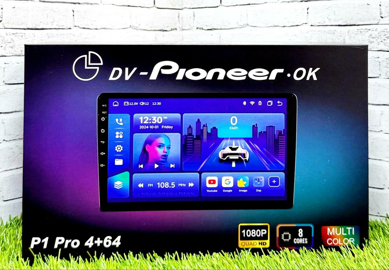 Автомагнитола Android dv-Pioneer. ok P1 Pro 4+64Gb 9 дюймов 4/64 Android 12 Bluetooth USB AUX FM 1280х800