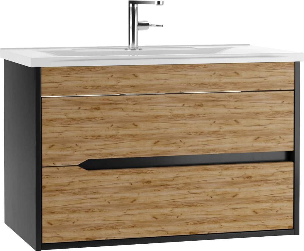Тумба под раковину без столешницы Домино Karat 80 антрацит дуб вотан
