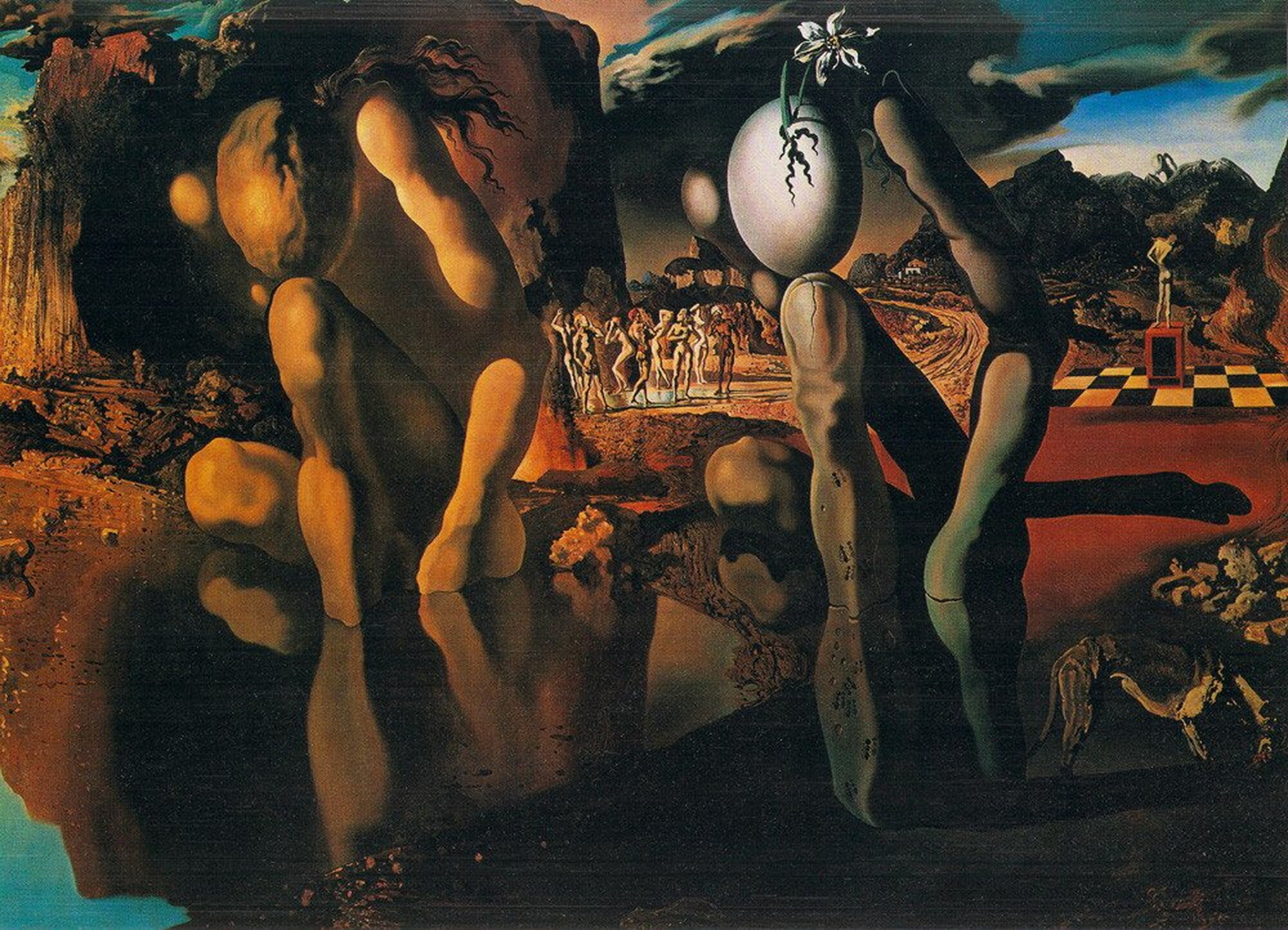 Плакат постер Дали: Нарцисс в иллюзии на бумаге размер 21х30см