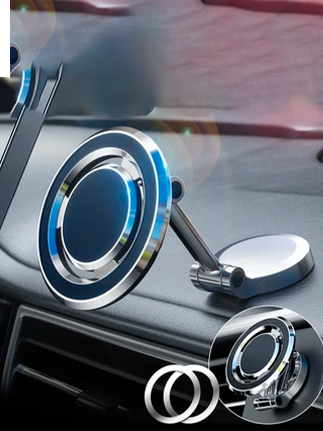 Магнитный держатель для телефона Savdo "Belgisi Yo'q", 1DIN, 5", черный, серый — фото 1