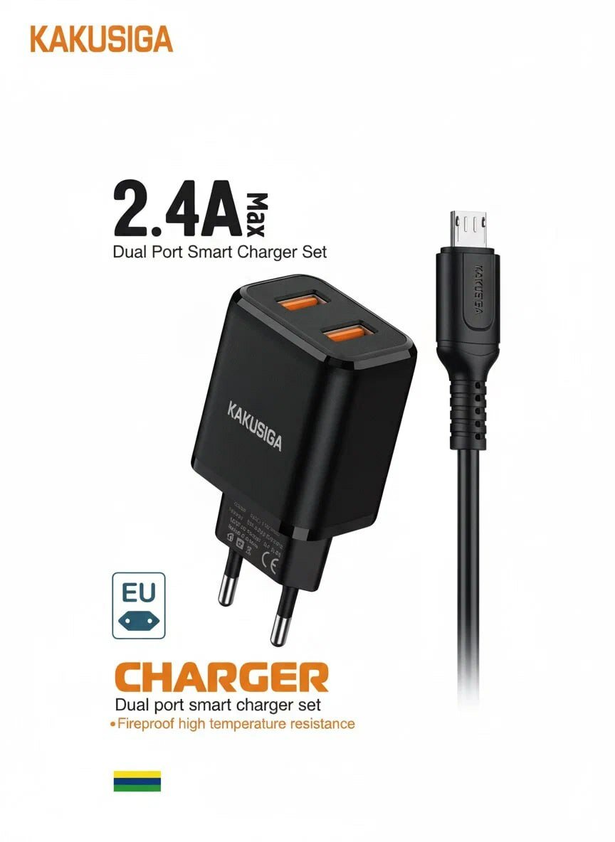 Умное зарядное устройство Kakusiga "Dual Port", с кабелем, 12 Вт