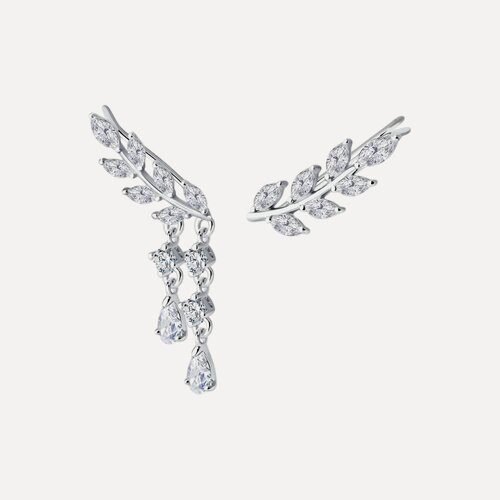 Изображение товара Серьги непарные, с подвесками, серебро, 925 проба, родирование, фианит