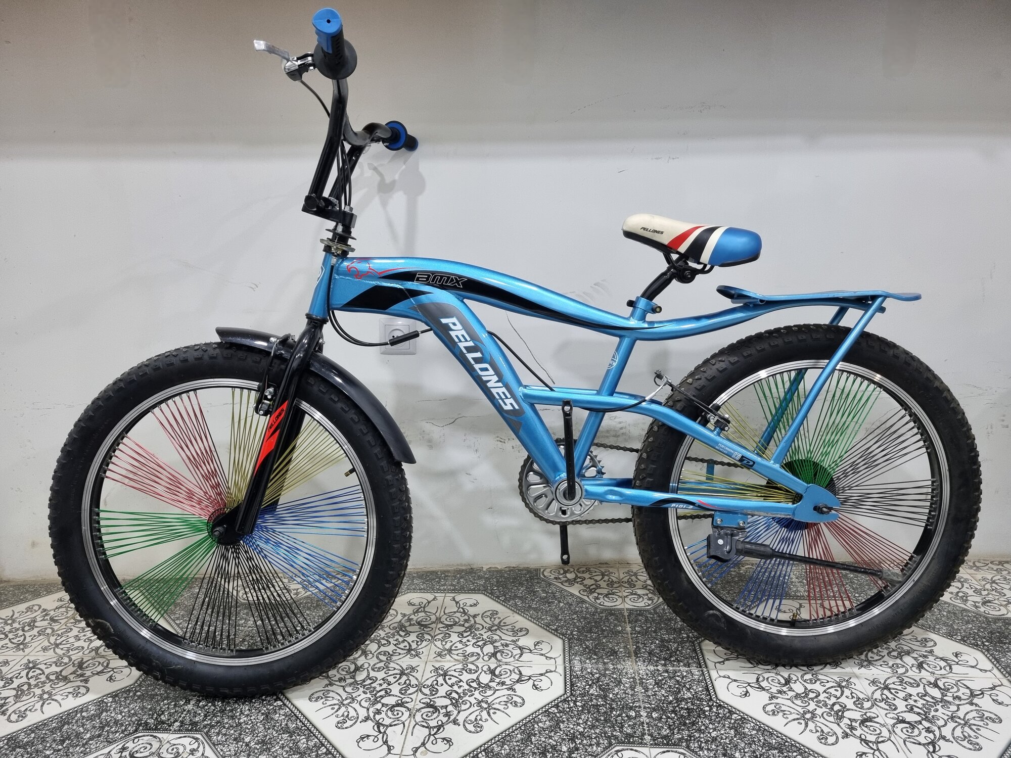 24 велосипед для подростков с ножним тормозом, стальная рама и широкие колеса , V brake тормоза