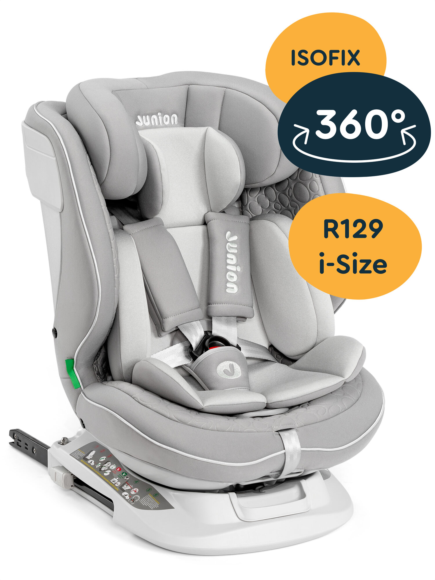 Автокресло JUNION Julsi i-size группа 0+/1/2/3 (0-36 кг),цвет серый