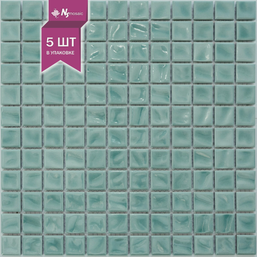 Изображение товара Мозаика керамическая NSmosaic P-535, глянцевая бирюзовая, 300x300 мм, чип 23х23 мм, упаковка 5 шт