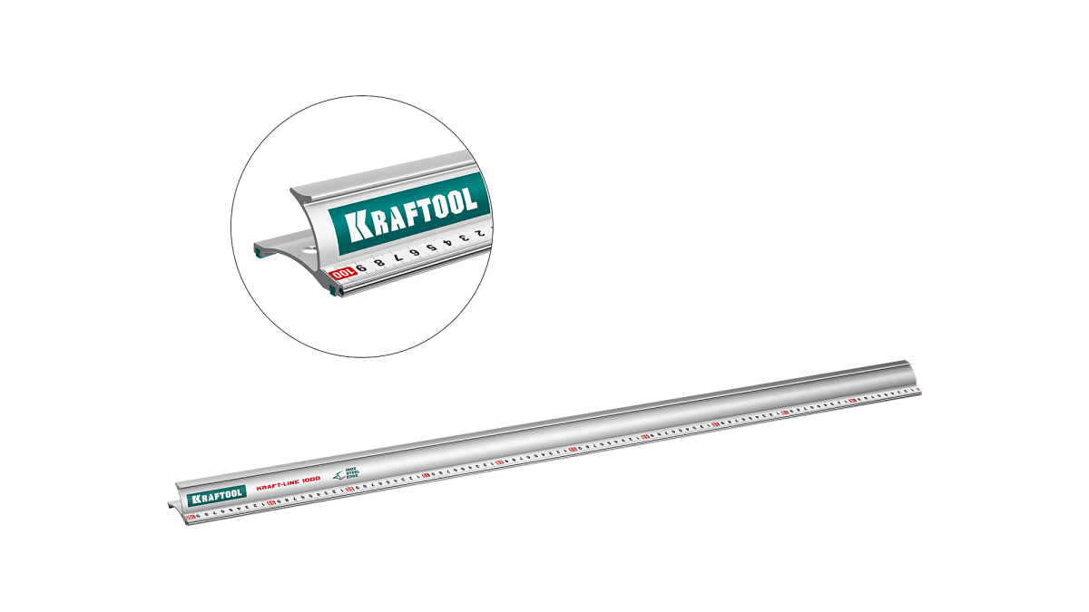 Усиленная алюминиевая линейка 1 м KRAFTOOL 34275-100