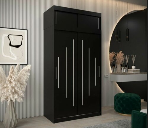 Изображение товара Шкаф-купе МебельЛэнд24 Валмиера NEW - 2А Черный 120x40x240 для одежды двухдверный