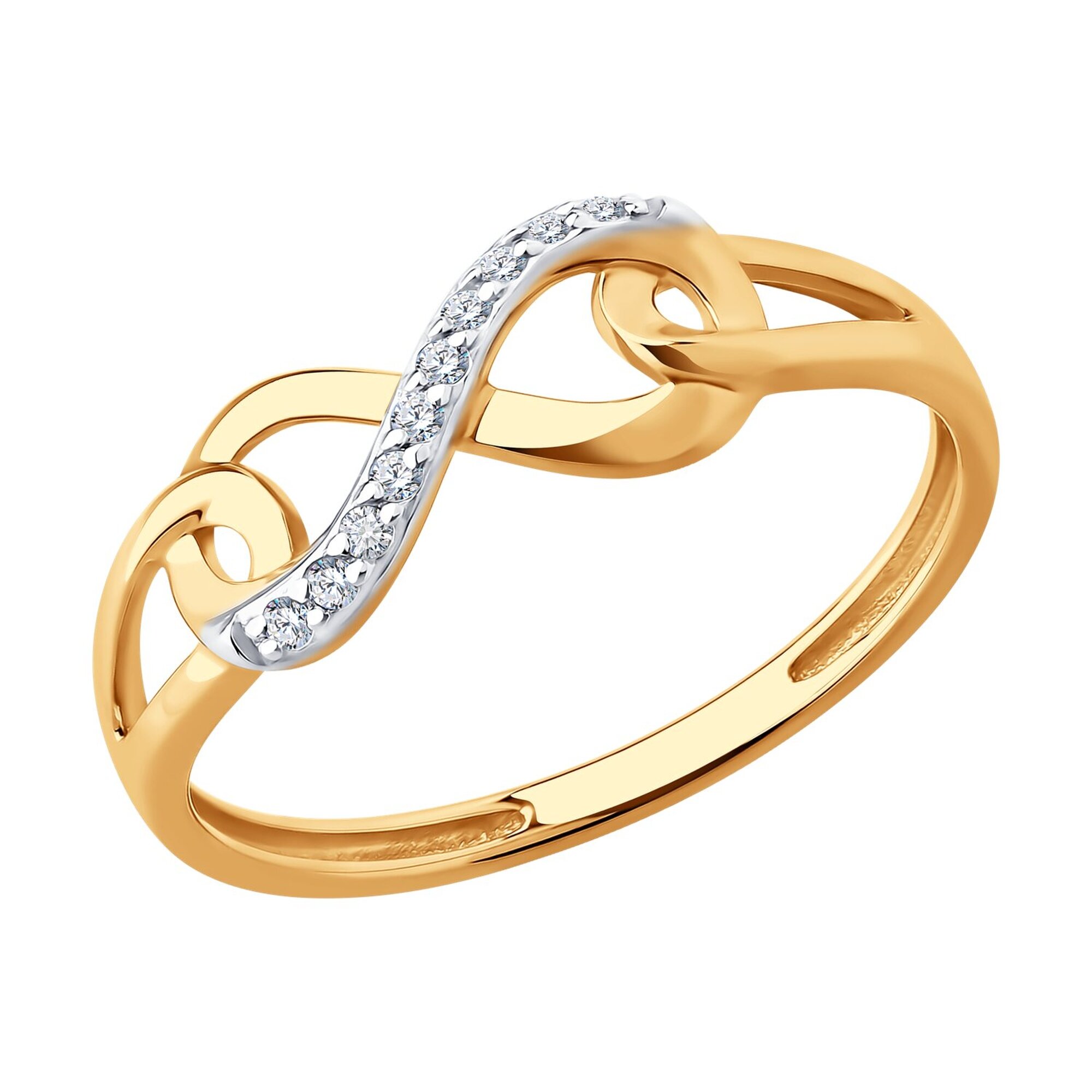 Кольцо Diamant online, красное золото, 585 проба, фианит