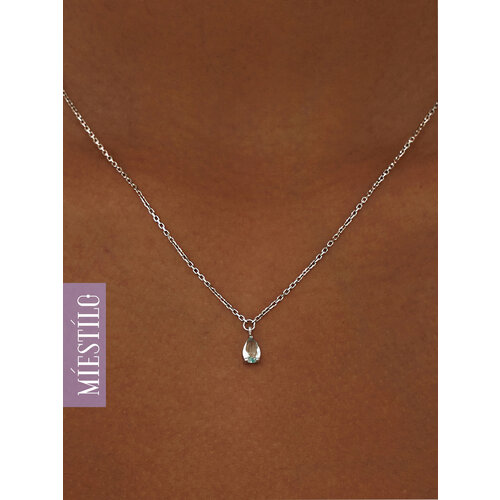 Колье MIESTILO, серебро, 925 проба, родирование, кварц синтетический, длина 45 см., голубой