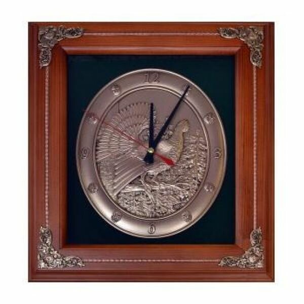 Деревянная ключница-часы "Глухарь" (коричневый багет) 64199 GT