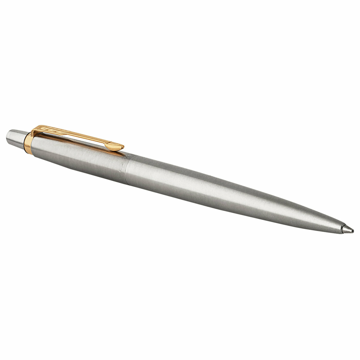 Ручка гелевая Parker "Jotter Stainless Steel GT", корпус серебристый, позолоченные детали, черная (2020647) — фото 1