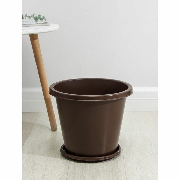 Горшок цветочный Альтернатива с поддоном Эконом, 10 л, цвет коричневый (М6604)