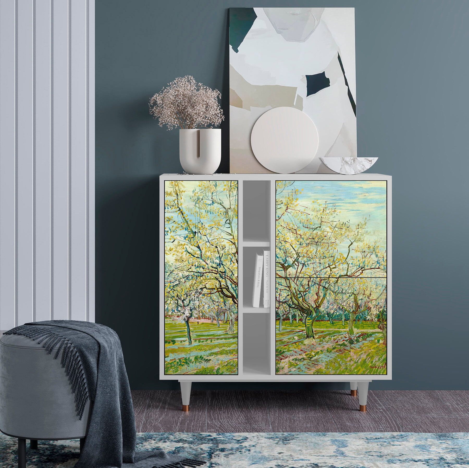 Комод - STORYZ - BS5 The White Orchard by Van Gogh, Размер - 94 x 96 x 41 см, Цвет корпуса - , Белый