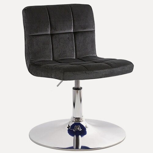 Изображение товара Стул кухонный DOMINIC, DOBRIN, велюровый, черный, с регулировкой высоты, поворотный