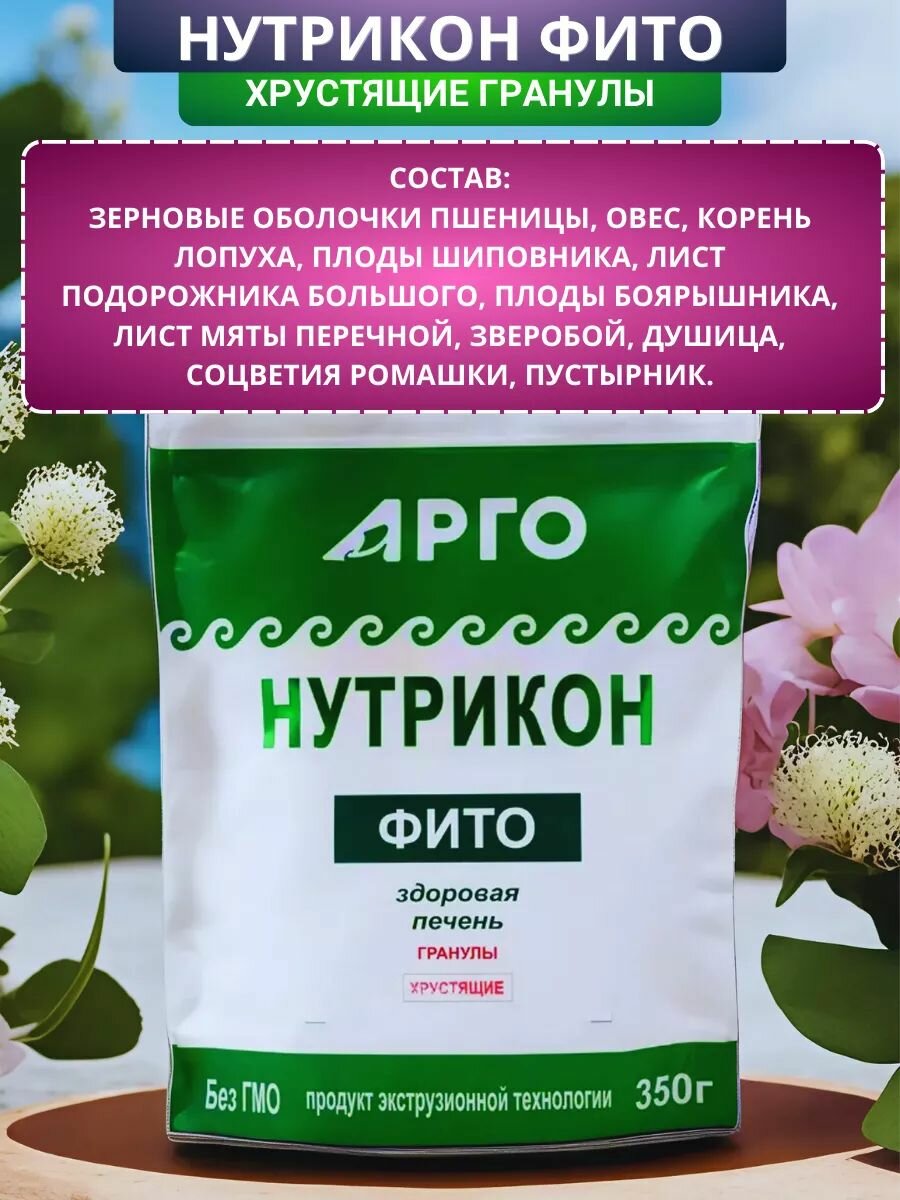 Изображение Нутрикон Фито, хрустящие гранулы, 350 г, Арго. Источник пищевых волокон, растительных антиоксидантов, витаминов, минеральных веществ. Пищевой продукт для здоровья печени