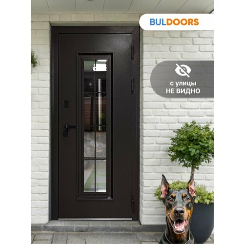 Дверь входная металлическая для дома с терморазрывом бульдорс TERMO 2050x860 Правая Букле черный - Белый матовый нео-1