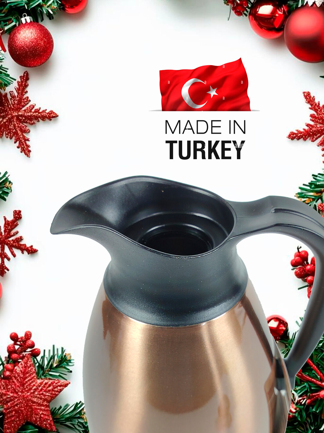 Термос O.M.S. Collection 3281, нержавеющая сталь, коричневый, 6 часов тепла, 24 часа холода.1,5л — фото 1