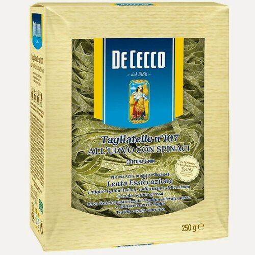 Изображение товара Макароны гнезда De Cecco Tagliatelle №107 шпинатные, 250г, (2 шт)