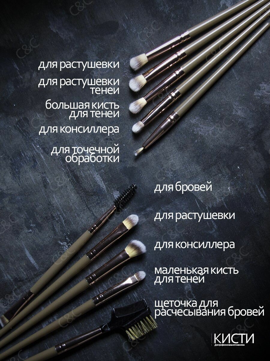 Набор Кистей для Макияжа, Искусственный Ворс, Бежевый/Розовый/Синий, 15 Шт — фото 1