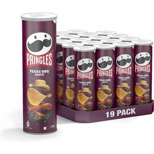фото Чипсы pringles (принглс) texas bbq sauce, со вкусом техасского барбекю, 19 шт по 165 г