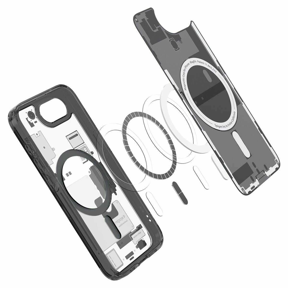 Чехол Spigen на iPhone 16e (ACS09141) Ultra Hybrid MagSafe / Спиген чехол для Айфон 16е Zero One Внутренности Черный — фото 1