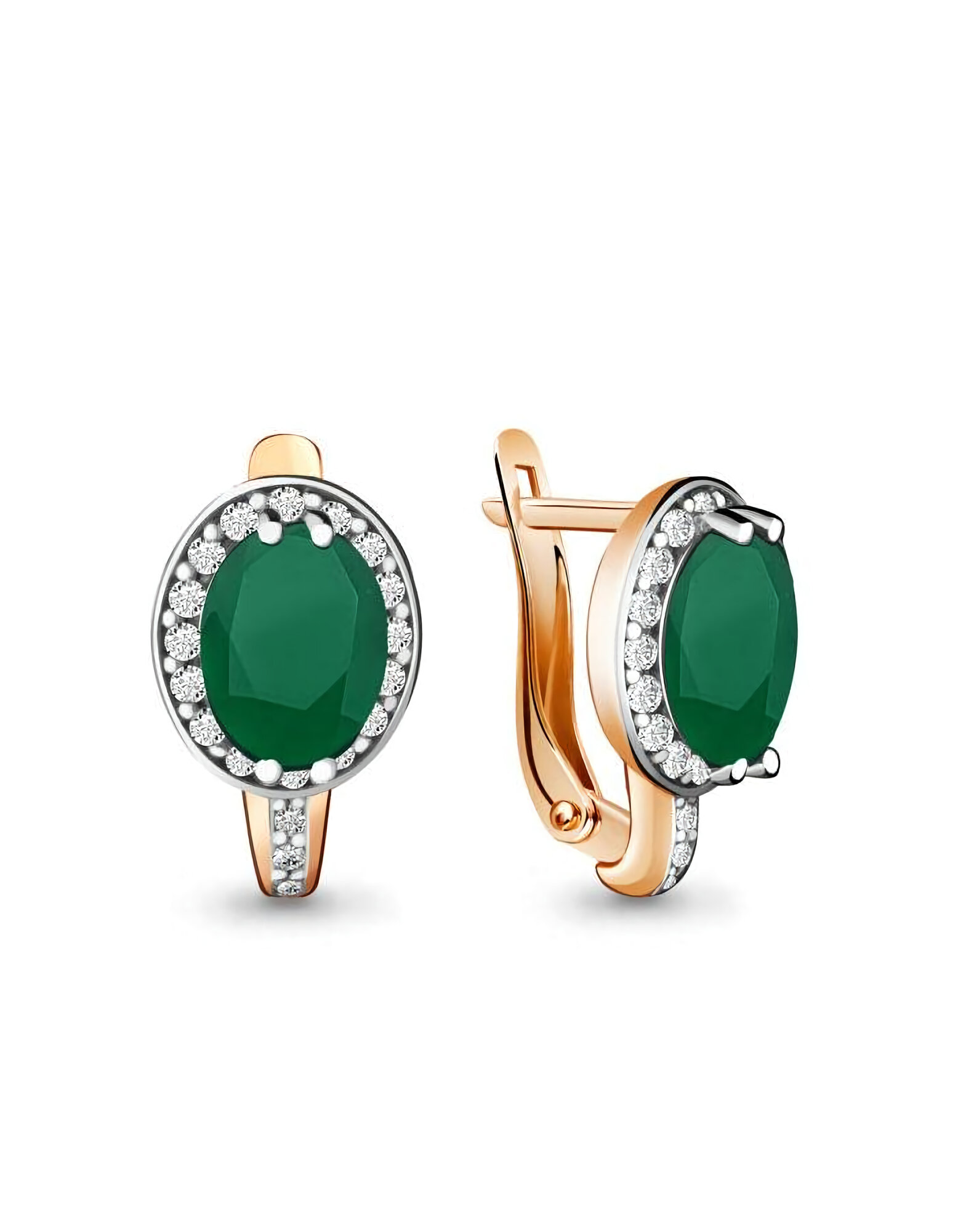 Серьги пусеты Amarin Jewelry, серебро, 925 проба, золочение, агат, , зеленый