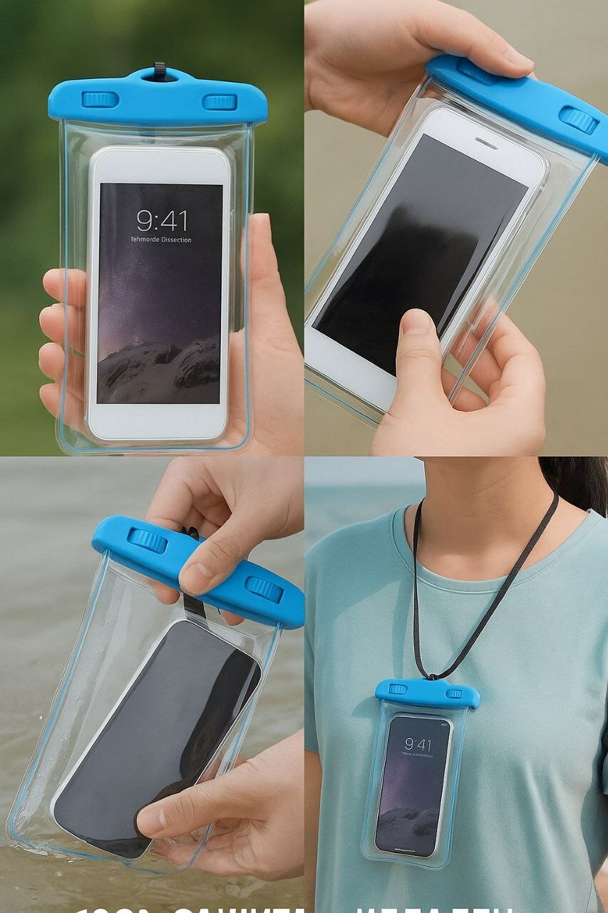 Чехол-сумка, водонепроницаемый, прозрачный, для нескольких моделей смартфонов Белый — фото 1