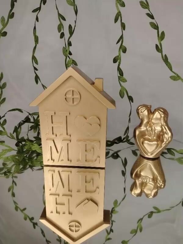 Статуэтка "Дом HOME" Elegance Affair: золотой домик, гипсовая фигурка уюта и защиты, декор для дома — фото 1