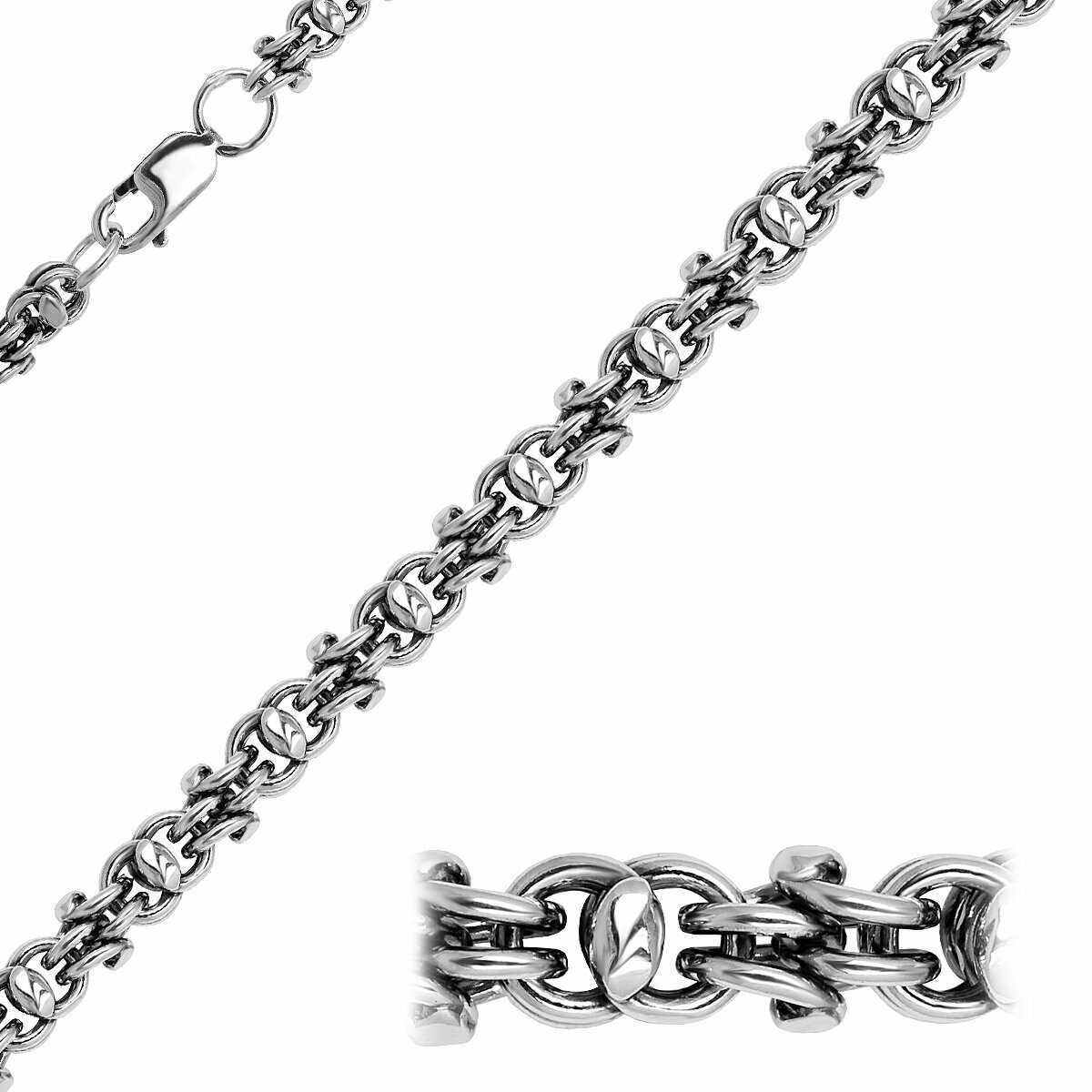 Браслет-цепочка AZADE, серебро, 925 проба, оксидирование, длина 23 см., серебряный