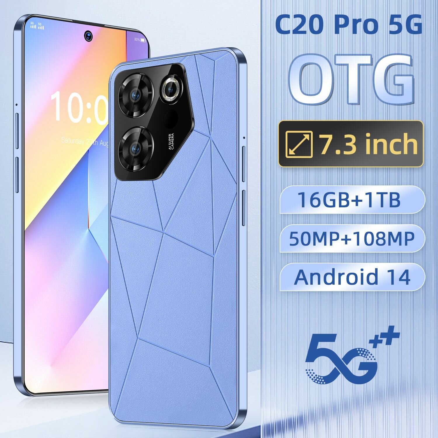 Смартфон Camon 30 , 7,3-дюймовый большой экран, емкость 7800 мАч, 16 ГБ + 1 ТБ ОЗУ, русская языковая система