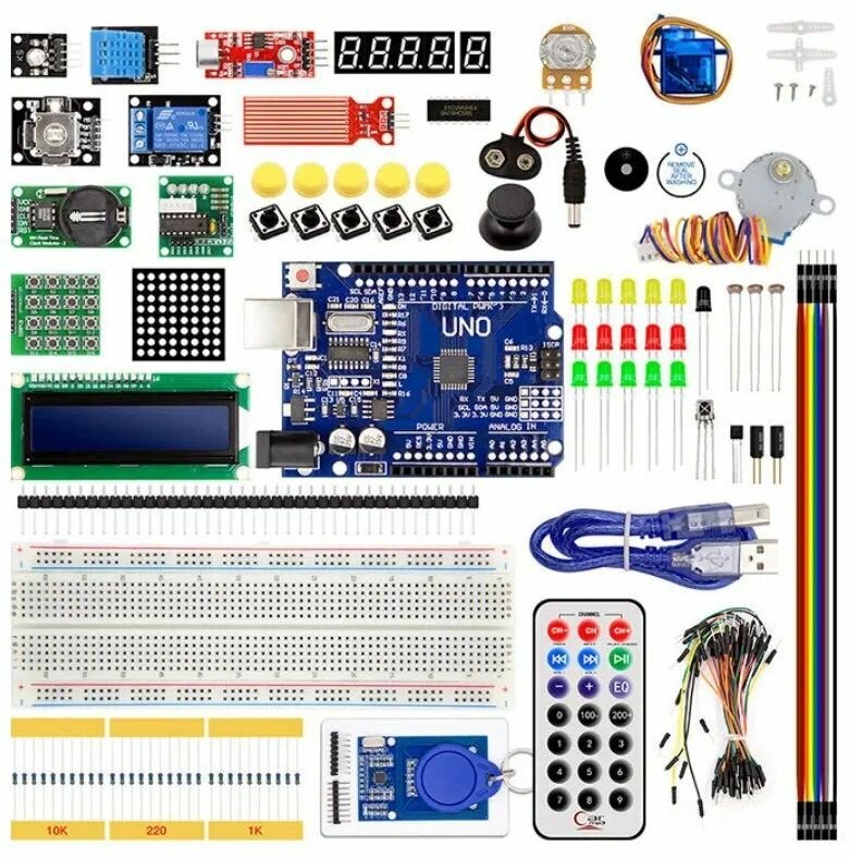 Большой набор 37 видов сенсоров и модулей для проектов на Arduino в пластиковом боксе / Ардуино Maximum Kit (Д) — фото 1