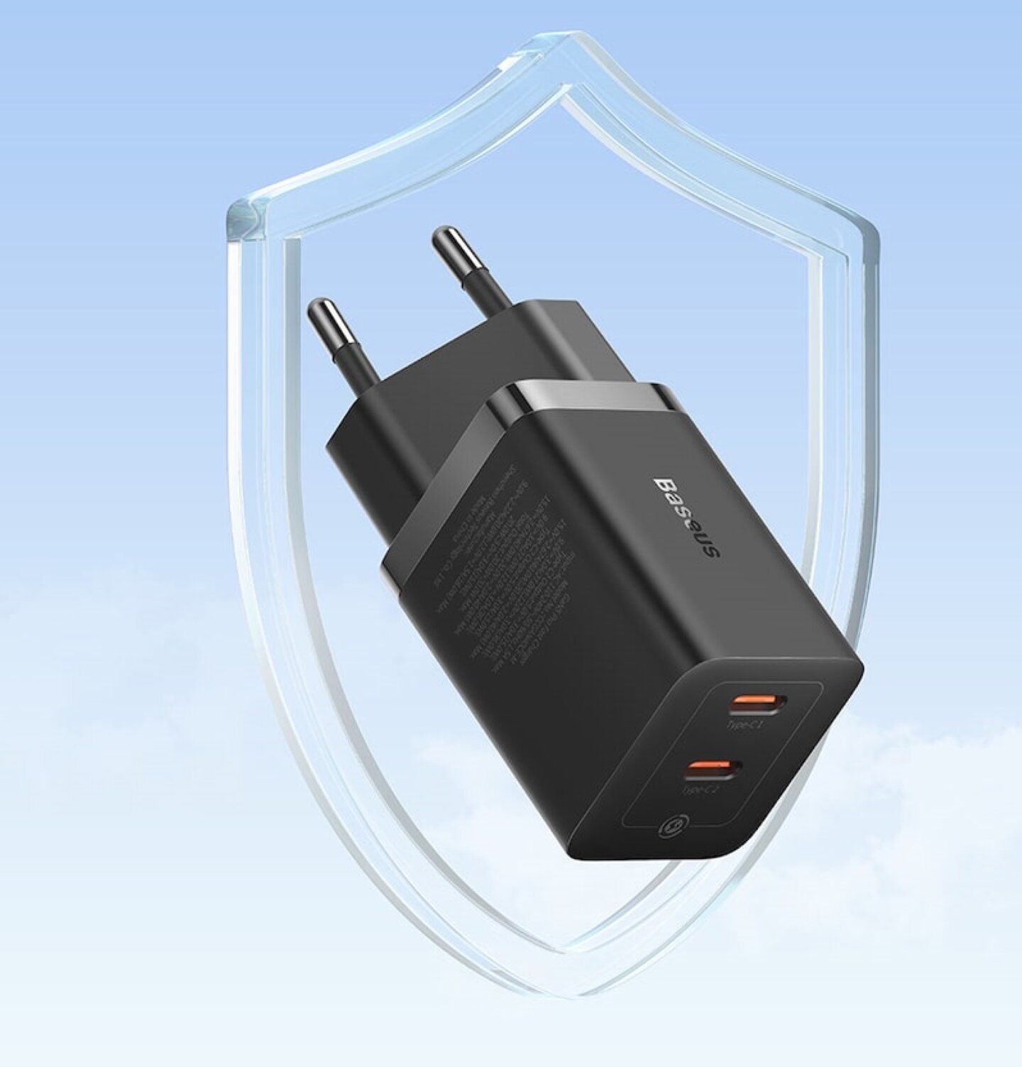 Сетевое зарядное устройство OS-Baseus GaN5 Pro Fast Charger C+C 40W EU CCGP18010) Черное — фото 1