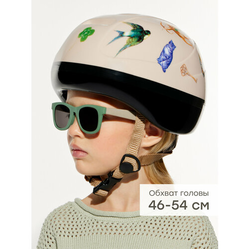 50003, Шлем велосипедный детский Happy Baby STONEHEAD, для роликов и самоката, 1- 6 лет, обхват головы 46-54, бежевый