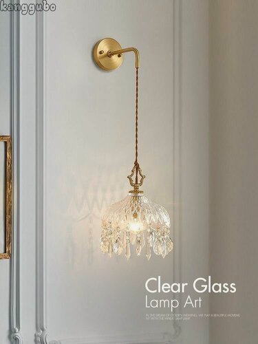 Изображение товара Полностью медный винтажный хрустальный настенный светильник