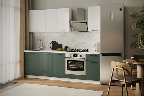 Изображение товара Кухонный гарнитур Hoff Сити 2,4 м, 240х210х52,6 см, белый/белый софт/авокадо