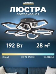 Люстра потолочная Classmark светодиодная, для кухни и зала, для гостиной и спальни, металл и акрил, 3 режима свечения, дистанционное управление