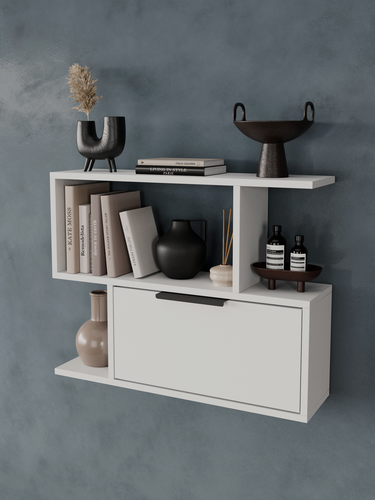 Изображение товара Настенная полка JUST HOUSE, ЛДСП, белая, универсальная, 68x53x18 см