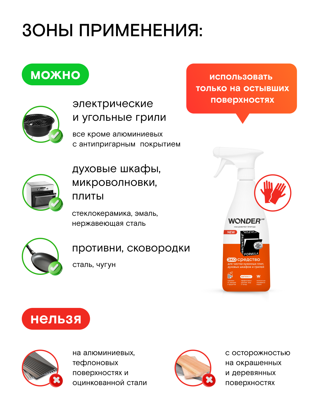 Универсальный набор для уборки в ванной и кухне, без запаха, WONDER LAB, 3 средства — фото 1
